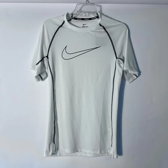 Nike Pro Dri Fit Men’s Short Sleeve Slim Fit Shirt Small White - Picture 1 of 4